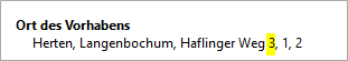 Beispiel für die Darstellung der Hausnummer